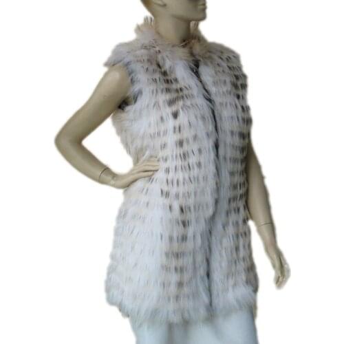 Womens Fur Vest Coat Lady Raccoon Dog Vest Jacket Female Winter Fashion Waistcoat New Style