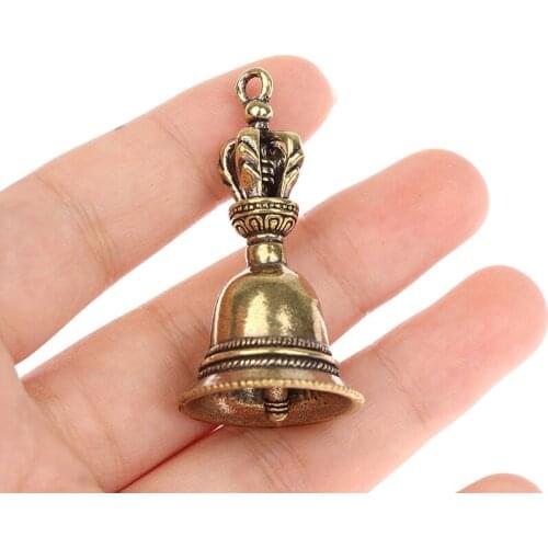 1PC Brass Handicraft die-casting Drop Magic Bell Key Car Button Wind Bell Tibetan Bronze Bell Creative Home Decoration Pendant