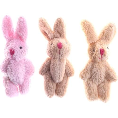 Mini Cute Soft Rabbit Pendant Plush Bunny For Key Chain Bouquet Toy Doll DIY Ornaments Gifts 6.5cm 1pc