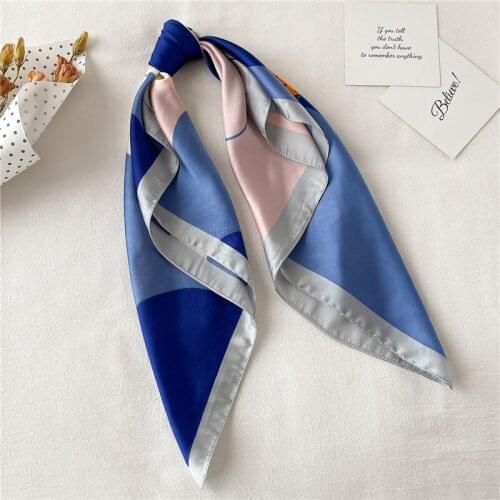 2021 Neckerchief Headband Print Satin Square Scarf For Women Silk Shawl Retro Hair Wrap Lady Foulard Hijab Female Bandana New