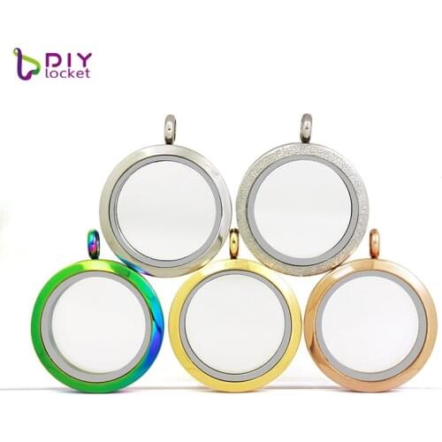 30mm Stainless Steel Round Magnetic Glass Floating Charm Locket LSFL049