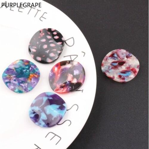 DIY Jewelry Accessories Japan and South Korea Acetate Wave Harajuku Round with Hole Round Earrings Material Pendant 4pcs
