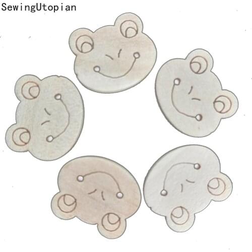 50PCS Frog Wood Buttons for Sewing Scrapbooking Clothing Headwear Handmade Crafts Home Decor Accessories DIY Wooden Button
