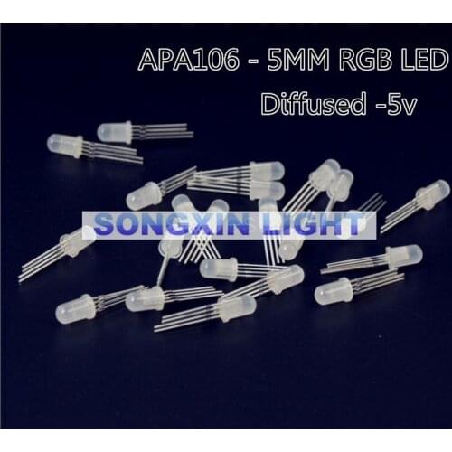 50pcs APA106 F5 5mm RGB LED Chips Integrated RGB LEDs (like WS2812B) APA106 round hat Full color LEDs