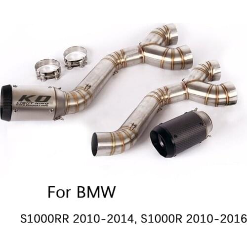 60MM Exhaust Set for BMW S1000RR 2010-2014 Motorcycle Middle Pipe Slip On 61MM Mufflers Removable Db Killer Escape Delete Cat