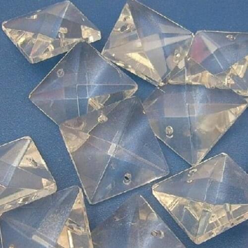 6720pcs/lot 14mm In 2 Holes Crystal Lighting Square Beads DIY Door Curtain Pendant Beads Chandelier Lamp Beads