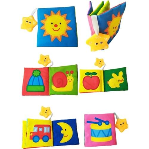 8 Pages Baby Cloth Books Early Educational Learning Toys Blue Washable Book Soft Quiet Kids Bath Toy With Squishy Loud Paper