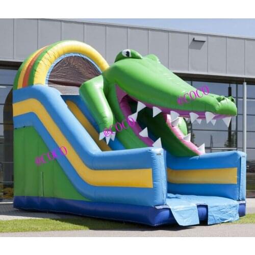 Free air ship to door,inflatable big mouth crocodile slide for kids,good quality bouncer slide dry slide for party rent