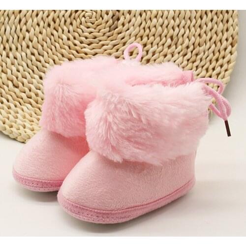 Baby Girl Winter Shoes Newborn Soild Wool Boots Soft Anti-slip Sole Snow Prewalker Warm First Walker Cotton Shoes 0-18 Months