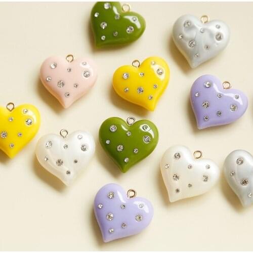 Diamond Chubby Love Pendant Earrings DIY Jewelry Necklace Accessories Material