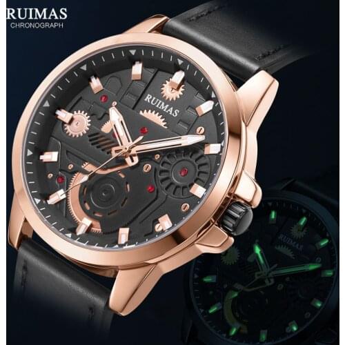 RUIMAS Military Sport Watches Men New Luxury Top Brand Quartz Watch Man Waterproof Leather Strap Wristwatch Relogio Masculino