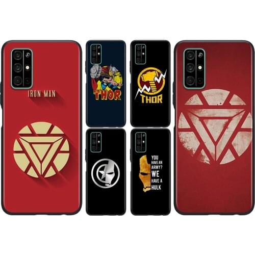 Marvel Avengers Hero Logo For Huawei Honor 50 SE V30 View 20 V20 30i 30S 30 20S 20E 20i 20 Lite Pro Plus Black Phone Case