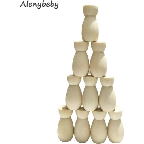 Wood Peg Dolls 40mm Flat-headed People Shape Peg Dolls DIY Crafts Cake Wooden For Family KidS Printed Party Wedding Decoration