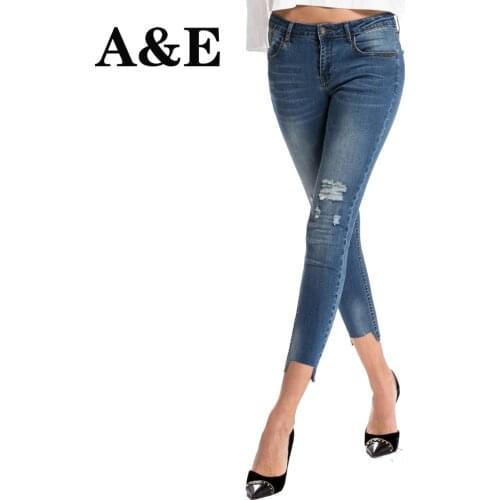Alice & Elmer Women Mid-Rise Elastic Ankle Skinny Jeans For Women Pants Denim Vintage Stretch Jeans For Girl Casual Pants Female