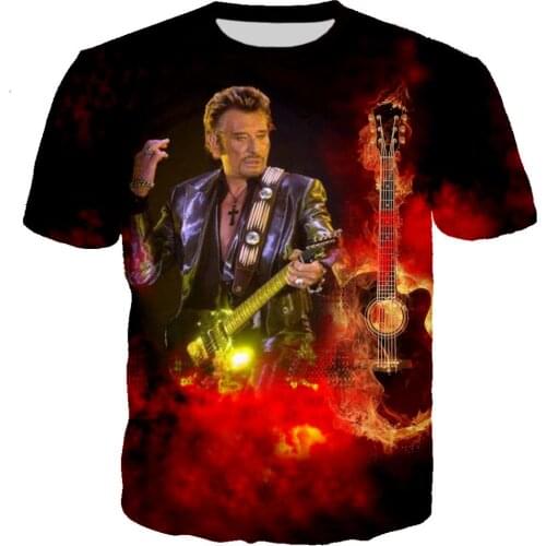 Johnny Hallyday T shirt Rock tshirt 3D Print Unisex Casual Streetwear hip hop Tee Shirt Homme Clothing Tops Camiseta Hombre 5XL