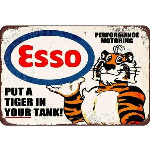 Esso Put a Tiger in Your Tank Vintage Rustic Retro Tin Metal Sign 12" x 8"