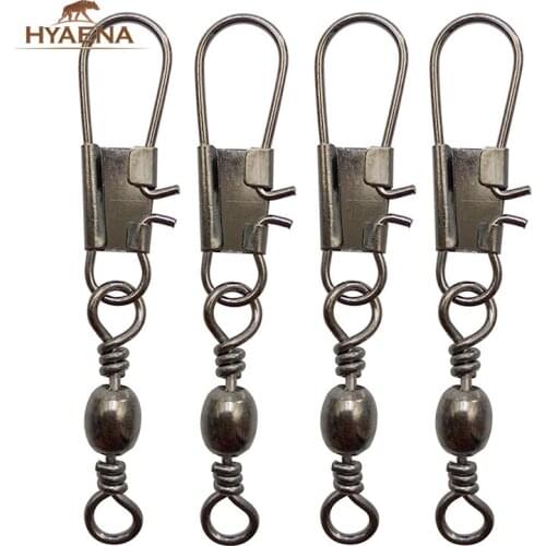 Hyaena 50pcs/lot Barrel Swivels Interlock Snap Fishing Lure Tackles Fishing Gear Accessories Connector Swivel Pesca