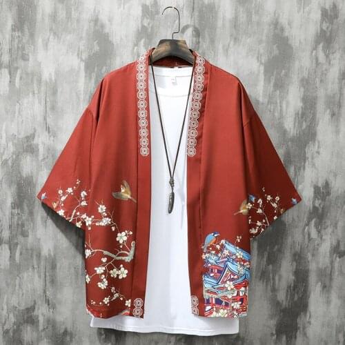 Summer Male Kimono Cardigan Men Asian Clothes Samurai Streetwear Kimono Shirt Traditional Japanese Kimonos Yukata Haori 30522