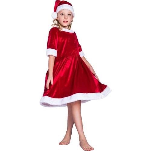 Little Miss Santa Claus Fancy Dress Costume for Girls Christmas Party Outfit