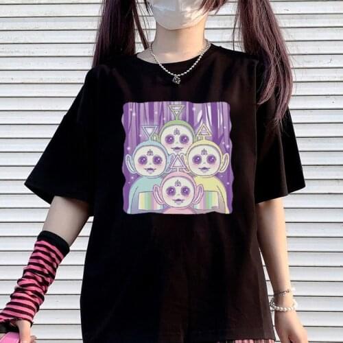 Cute tops Womens t-shirts Cartoon harajuku Loose kawaii 100% cotton korean vintage casual dropshipping print aesthetic clothes