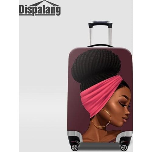 Dispalang Women Fashion Luggage Cover For 18-32 Inch Case African Girl Printing Suitcase Cover Travel On Road Case For Suitcase
