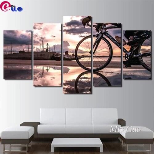5pcs Diy Diamond Painting Cycling Art Home Decor Wall Art Full Drill Cross Stitch Embroidery Bicycle Landscape Rhinestone mosaic