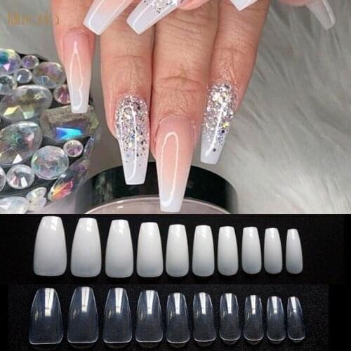 Gel Nails Extension System Full Cover Ballerina Fake Nail Sculpted Clear Natural Stiletto Coffin False Nail Tips 500pcs/bag