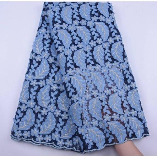 Latest 2020 African 3D Lace Fabric High Quality Lace Sequins Sky Blue Nigerian French Net Cord Lace Fabric For Party Dress S1957