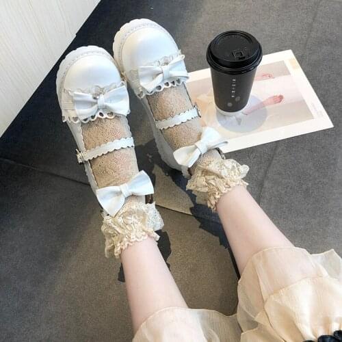 Japanese Lolita PU Leather Shoes Womens Vintage Loli Kawaii JK Uniform Lolita Shoes Student CosplayAnime Lolita Shoes