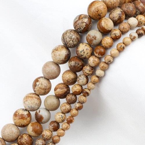 Wholesale Natural Picture Stone 6 8 10 MM Round Loose Prayer Beads For Women Men Jewelry DIY Making Box Charm Bracelets Necklace