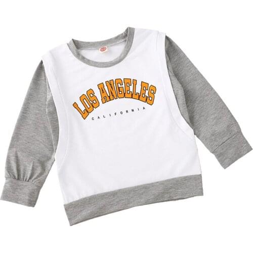 Autumn Sweatshirts Fake Two-Piece Tops Baby Boys Clothes Long Sleeve Pullovers Toddler Clothing Kids Letter Hoodies Sweatshirt