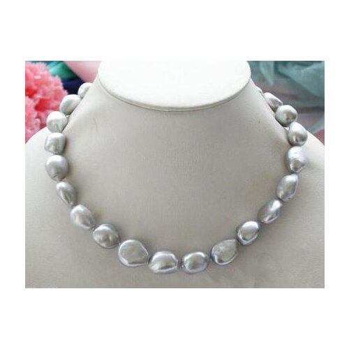 Favorite Pearl Necklace Natural AA 9-10MM Tibetan Silver Gray Baroque Freshwater Pearl Necklace Fine Jewelry Luck Women Gift