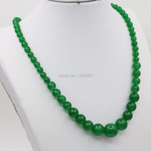 6-14mm Green Malay Chalcedony Necklace Chain Round Beads Women Fashion Jewelry Party Gifts Chalcedony 18inch Lucky Natural Stone
