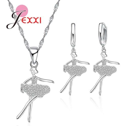 Necklace Earrings Women Jewelry Set Fashion Dancing Girl 925 Sterling Silver Jewellery Sets Wedding Engagement Accessories