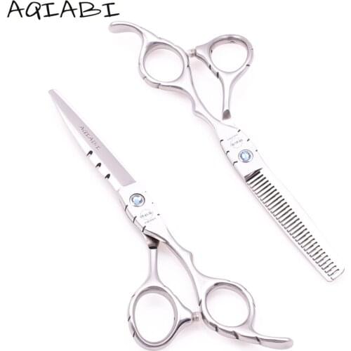 Professional Hair Scissors 5.5" AQIABI Shiny Stainless Cutting Scissors Thinning Shears Hairdressing Scissors Dropshipping A1010