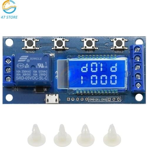 DC 12V 5V LCD Digital Time Delay Relay Timer Delay Switch Circuit Board Timing Control Module DIY with MICRO USB Interface 5-30V