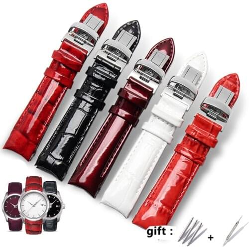 Colour High light Calfskin Genuine Cow Leather Watchband Belt For Tissot T035210 T035207A Butterfly Buckle Replacement