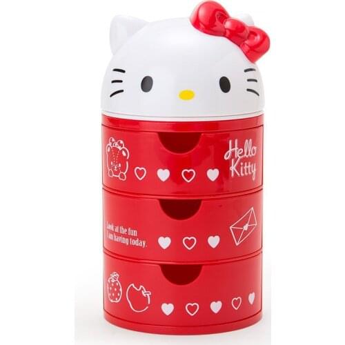 Sanrio Hello Kitty Desktop Rotating Storage Box Jewelry Cute Girl Heart Organizing Decoration Storage Box