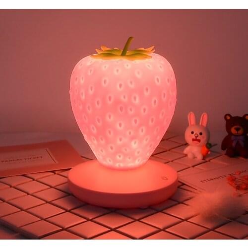 USB Touch Dimmable LED Night Light Silicone Strawberry Nightlight Table Lamp For Baby Children Kids Bedroom Decoration