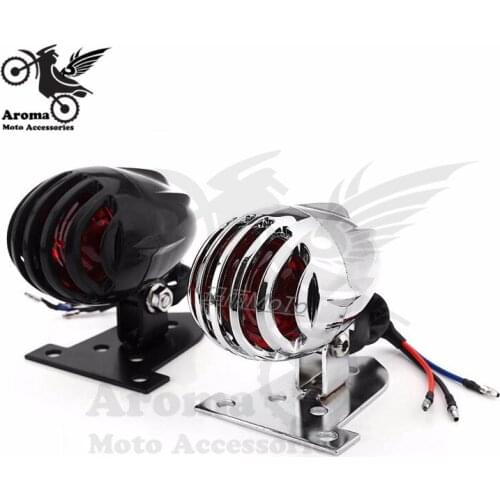 Chrome silver black motorbike brake light chopper motorcycle tail light for harley prince cruise warning signal light moto parts