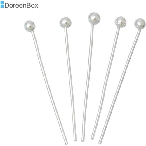 1000 PCs Doreen Box Ball Head Pins Findings Copper Silver Color For DIY Fashion Jewelry Making Components 20x0.5mm(24 Gauge)