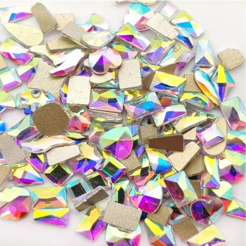100Pcs/Box Mixed Flat Glass Rhinestone Nail Art Decoration Various Shapes Popular Diamond Jewelry DIY Manicuring Decorations