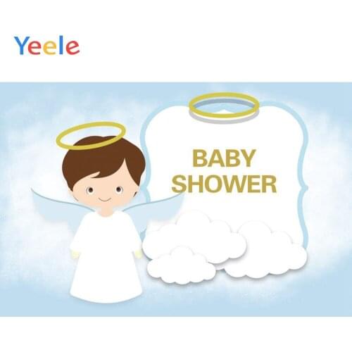 Blue Wing Cloud Newborn Baby Shower Baptism Boy Birthday Party Backdrop Vinyl Custom Photography Background For Photo Studio