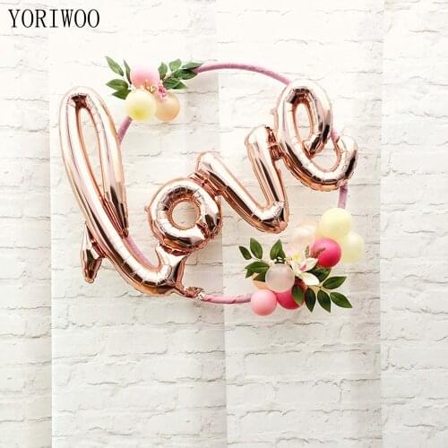YORIWOO Rose Gold Hen Party Love Balloon Letter Foil Balloon Bachelorette Party Accessories Wedding Decor Bridal Shower Favors