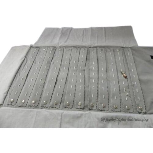 High Quality Gray Velvet Pendant Roll Bag Jewelry Display Portable Travel Organizer Jewelry Folding Bag Pendant Holder Organizer