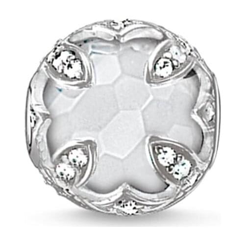 X Sharped White Crystal Beads, Thomas Style DIY Karma Beads 925 Sterling Silver Ts Jewelry Fit Bracelet Necklace for Women Men