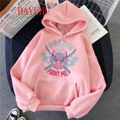 Demon Slayer Hoodies Women Kawaii Cartoon Kimetsu No Yaiba Graphic Oversized Hoody Anime Tanjiro Kamado Tops Sweatshirts Female