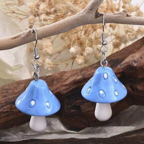 Vintage Ladies Mushroom Earrings Environmental Theme Bohemia Female Girl Plant Metal Boho Hook Long Pendant Earrings 2021 Trendy