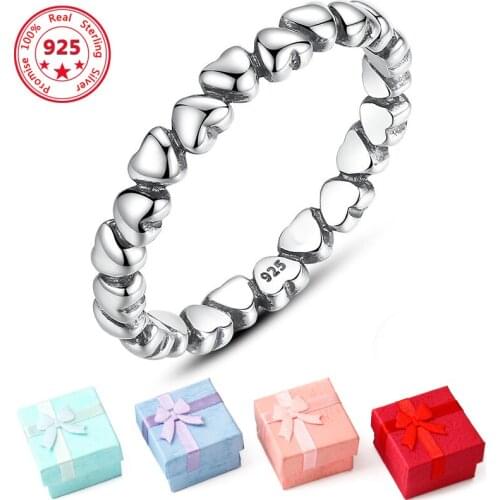 BITWBI Real 925 Sterling Silver Forever Love Heart Finger Ring Fashion Charm Original Woman Girl Jewelry Gift Lovers Ring