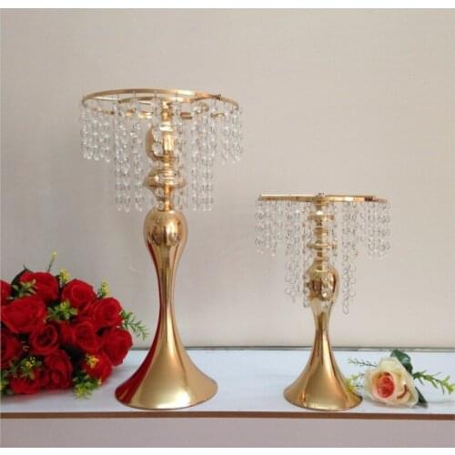 48cm( 18.9") Gold Wedding Table Chandelier Wedding centerpiece flower stand with pendant Party decoration 10pcs/lot -Big style